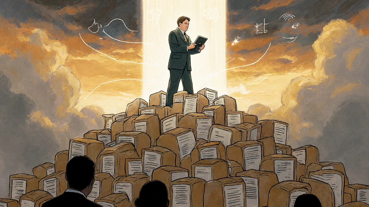 Australian TGA officer atop global drug files, AI light connecting major regulatory regions.