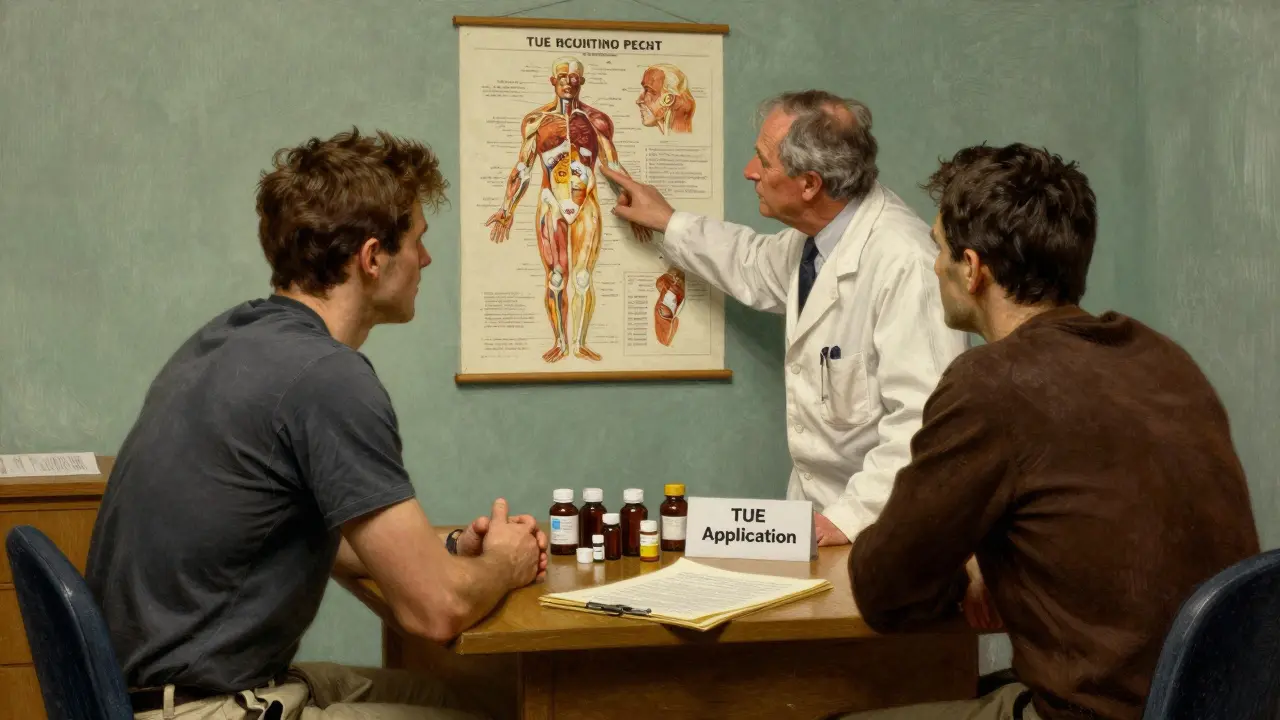 Doctor consulting with athlete about TUE application
