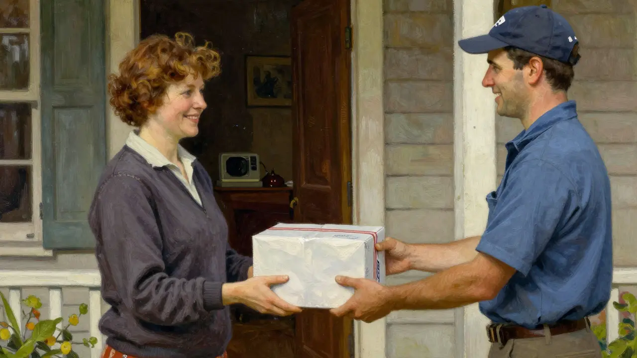 Patient receives discreet medication package safely delivered by mail